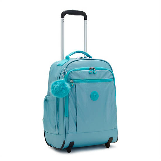 Kipling Gaze Large Metallic Rolling Backpacks Natural Aqua Metallic | CA 1530WN